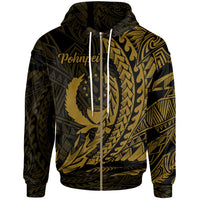 Pohnpei State Zip Hoodie Gold Wings Style Unisex Black - Polynesian Pride