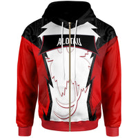Papua New Guinea Zip Hoodie Alotau PNG Coat of Arms Unisex Red Black - Polynesian Pride