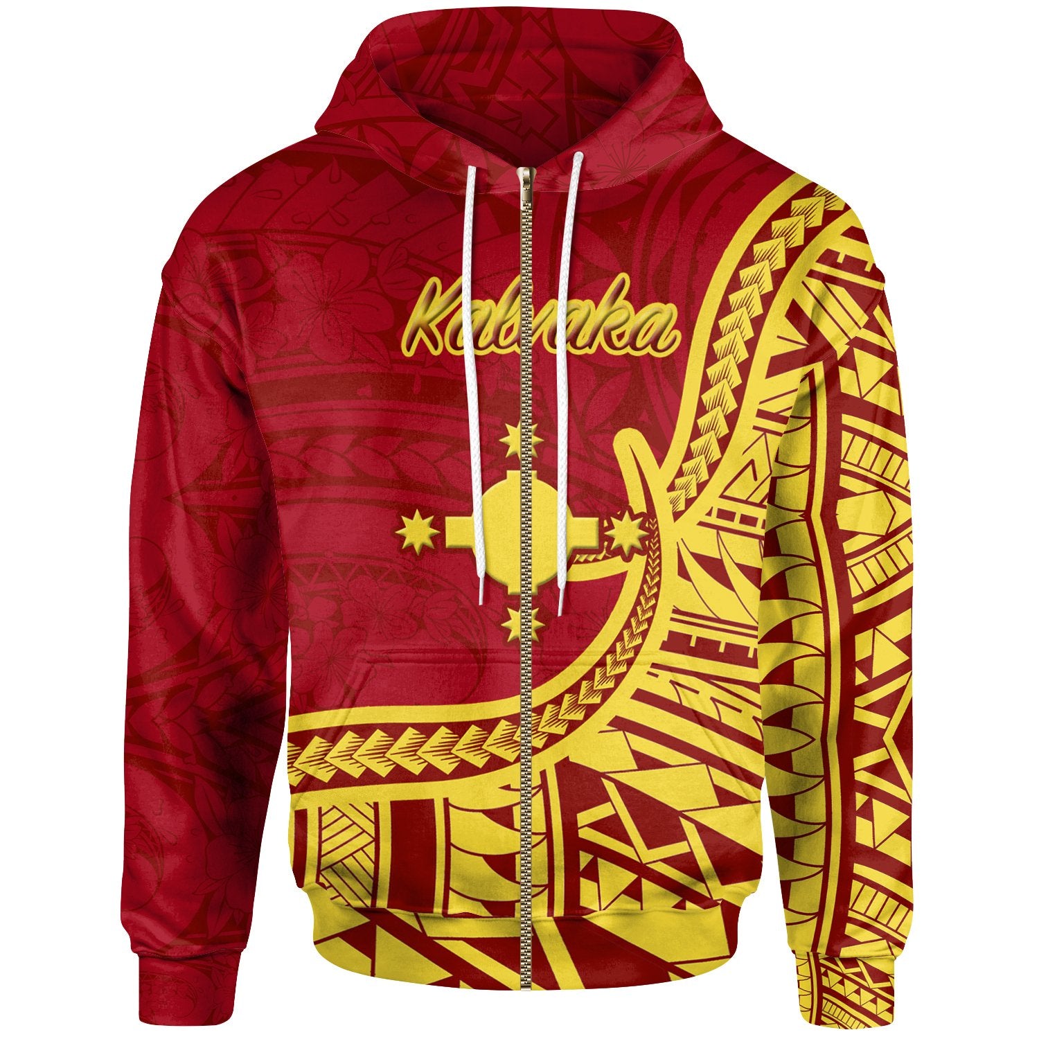 Rotuma Zip Hoodie Kalvaka Flag Rotuma Unisex Red - Polynesian Pride