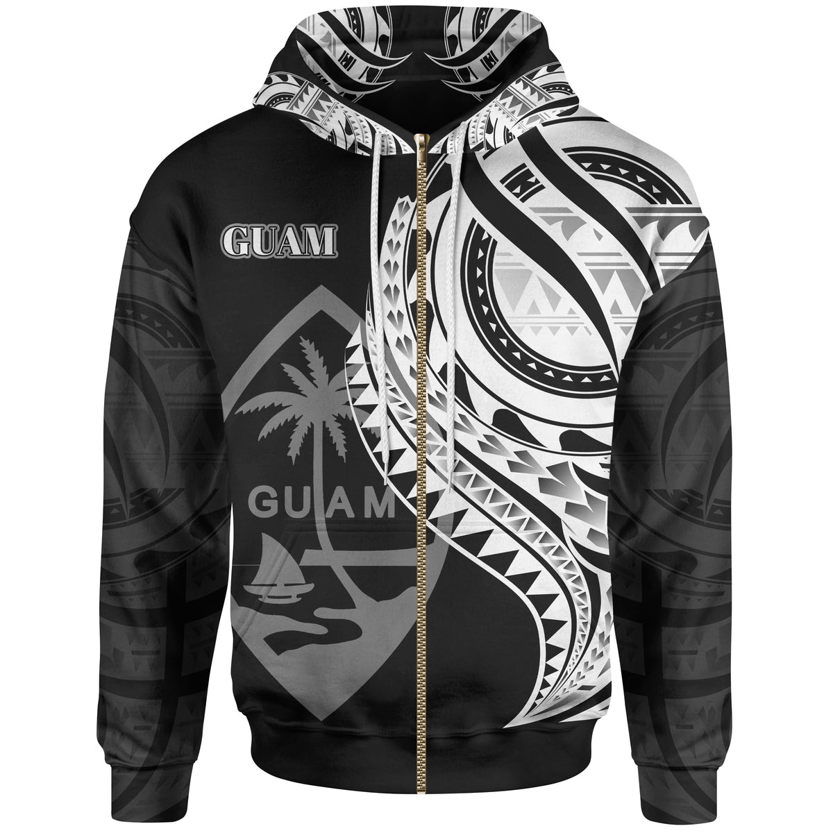 Guam Zip Hoodie Polynesian Patterns Best Guam Ever Unisex Black - Polynesian Pride