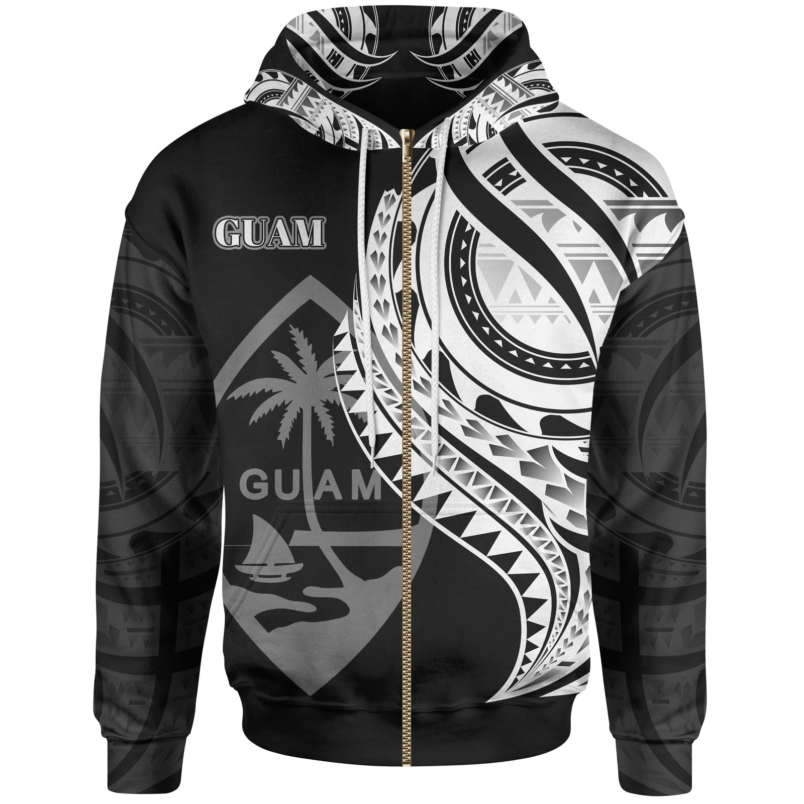 Guam Zip Hoodie Polynesian Patterns Best Guam Ever Unisex Black - Polynesian Pride