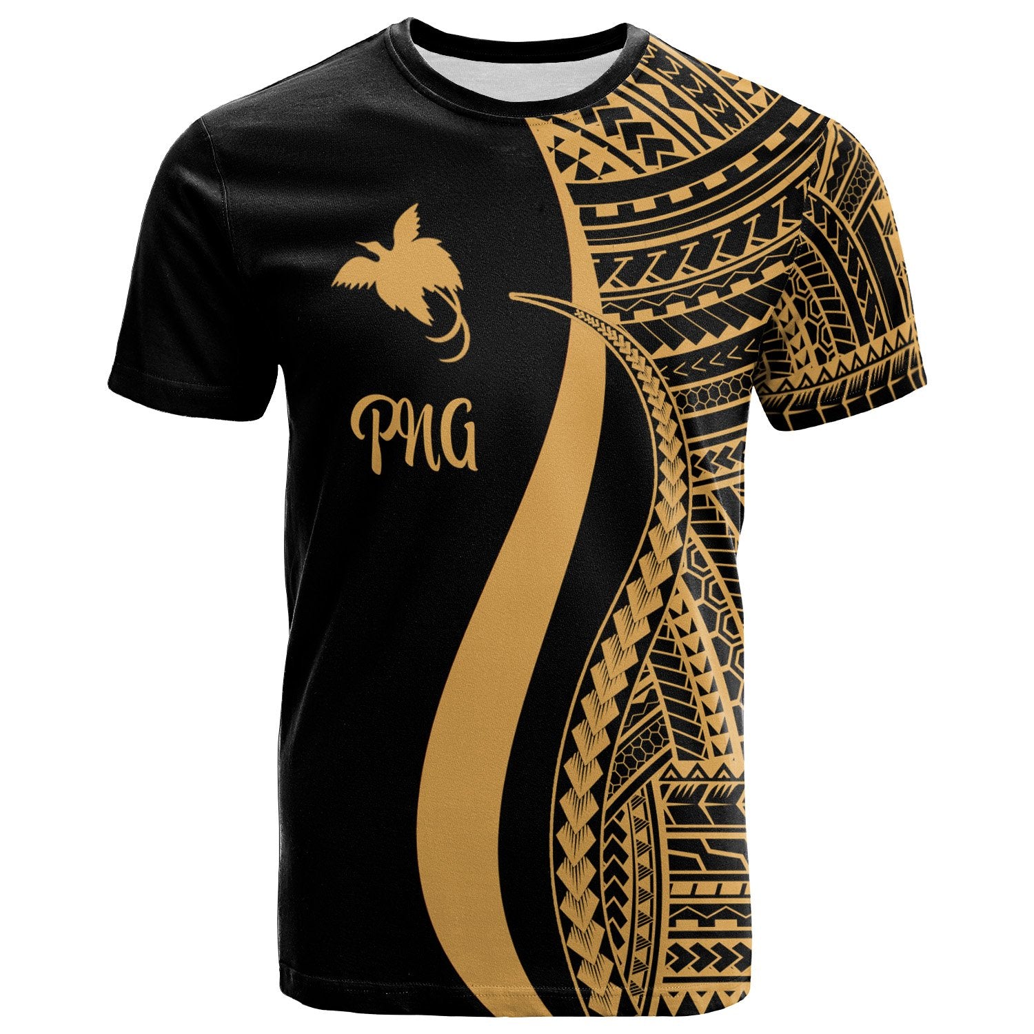 Papua New Guinea Custom T Shirt Gold Micronesian Tentacle Tribal Pattern Unisex Art - Polynesian Pride