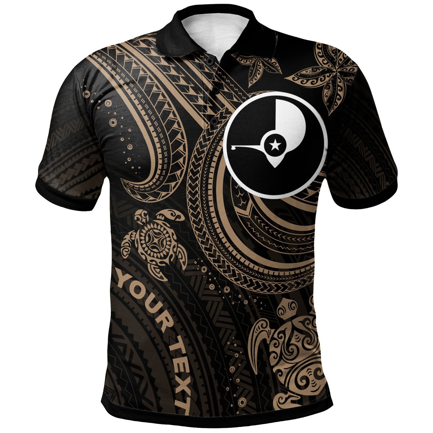 Yap Custom Polo Shirt Gold Turtle Unisex Gold - Polynesian Pride