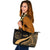 Palau Large Leather Tote Bag - Gold Polynesian Tentacle Tribal Pattern Crest Gold - Polynesian Pride