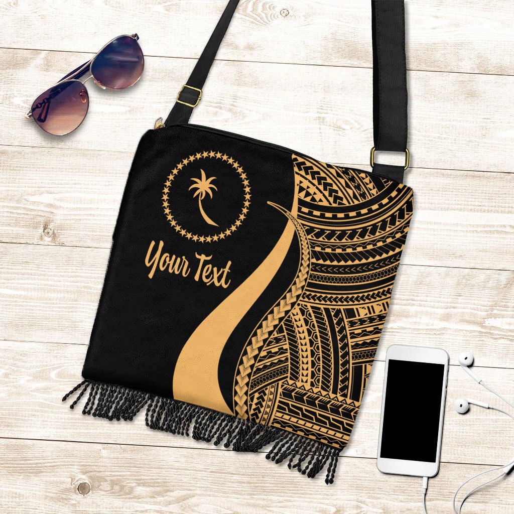 Chuuk Custom Personalised Boho Handbag - Gold Polynesian Tentacle Tribal Pattern Boho Handbag One Size Gold - Polynesian Pride