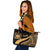 Samoa Large Leather Tote Bag - Gold Polynesian Tentacle Tribal Pattern Gold - Polynesian Pride