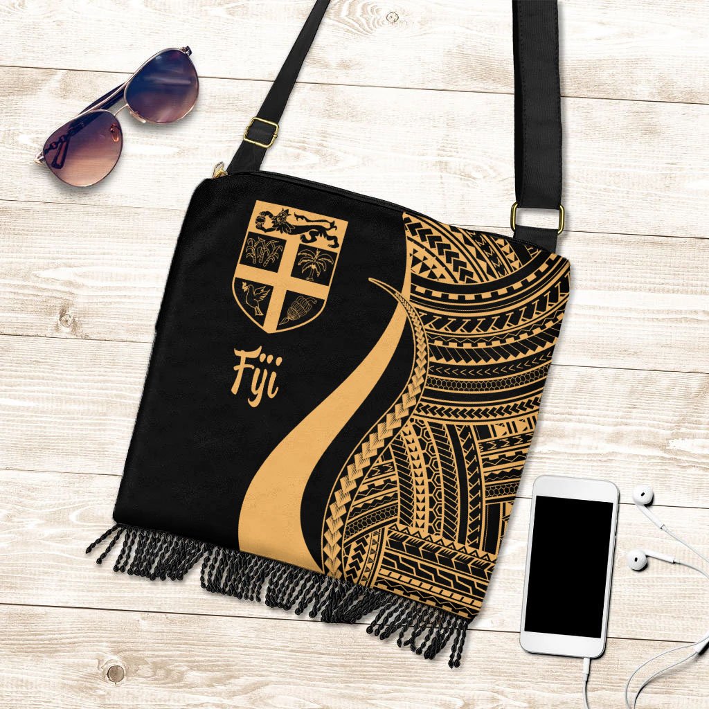 Fiji Boho Handbag - Gold Polynesian Tentacle Tribal Pattern Boho Handbag One Size Gold - Polynesian Pride