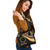 Cook Islands Custom Personalised Shoulder Handbag - Gold Polynesian Tentacle Tribal Pattern - Polynesian Pride