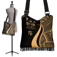 Fiji Boho Handbag - Gold Polynesian Tentacle Tribal Pattern Crest - Polynesian Pride