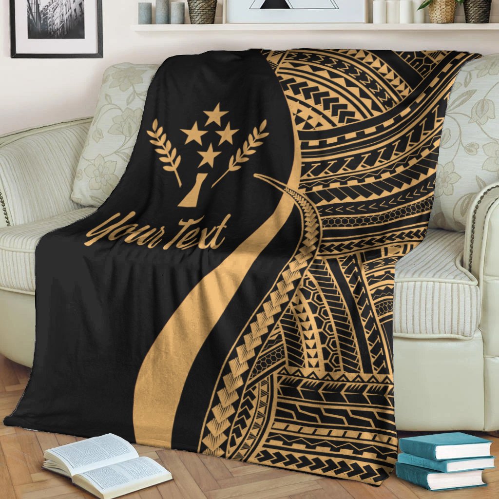 Kosrae Custom Personalised Premium Blanket - Gold Polynesian Tentacle Tribal Pattern - Polynesian Pride