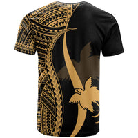 Papua New Guinea Custom T Shirt Gold Micronesian Tentacle Tribal Pattern - Polynesian Pride