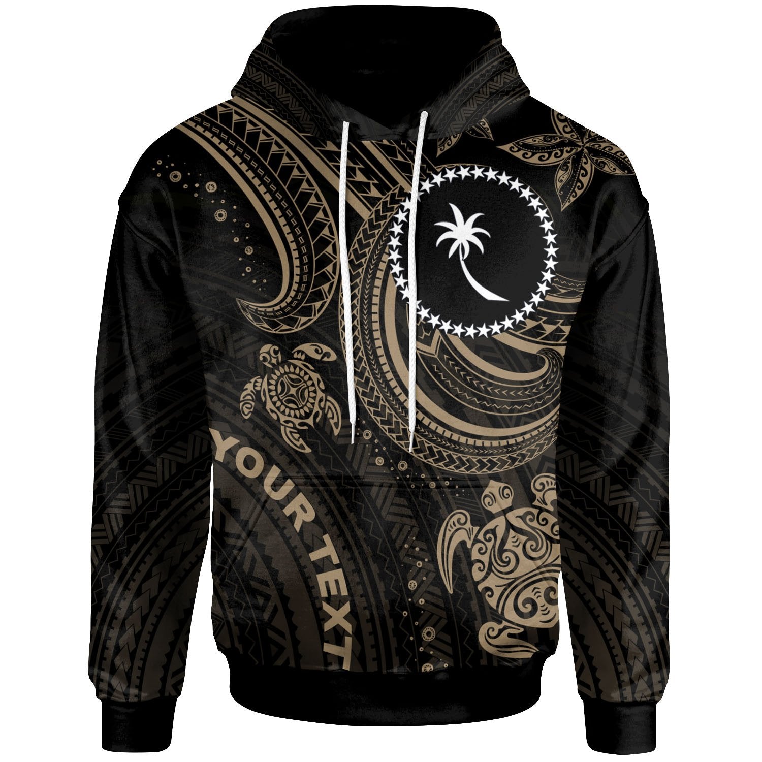 Chuuk Custom Hoodie Gold Turtle Unisex Gold - Polynesian Pride