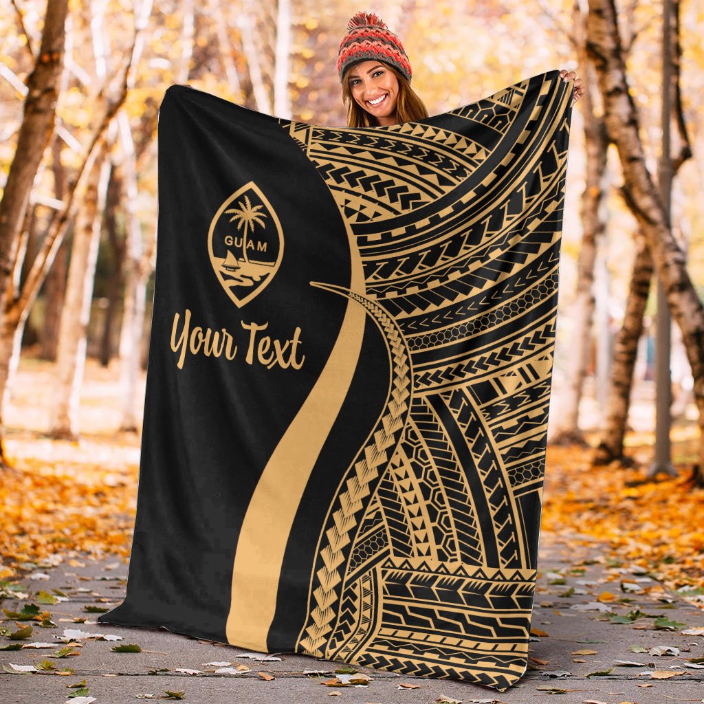 Guam Custom Personalised Premium Blanket - Gold Polynesian Tentacle Tribal Pattern - Polynesian Pride