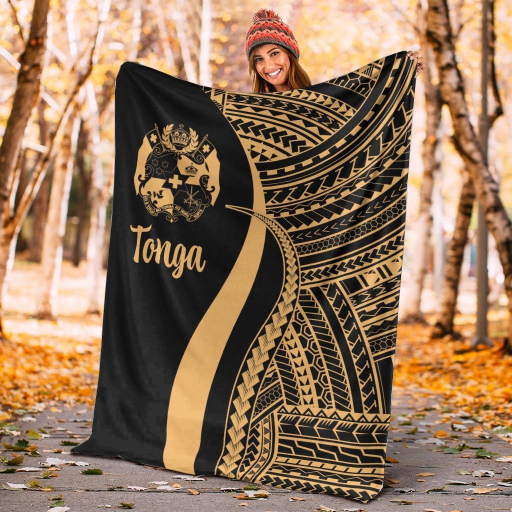 Tonga Premium Blanket - Gold Polynesian Tentacle Tribal Pattern - Polynesian Pride
