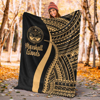 Marshall Islands Premium Blanket - Gold Polynesian Tentacle Tribal Pattern Crest - Polynesian Pride
