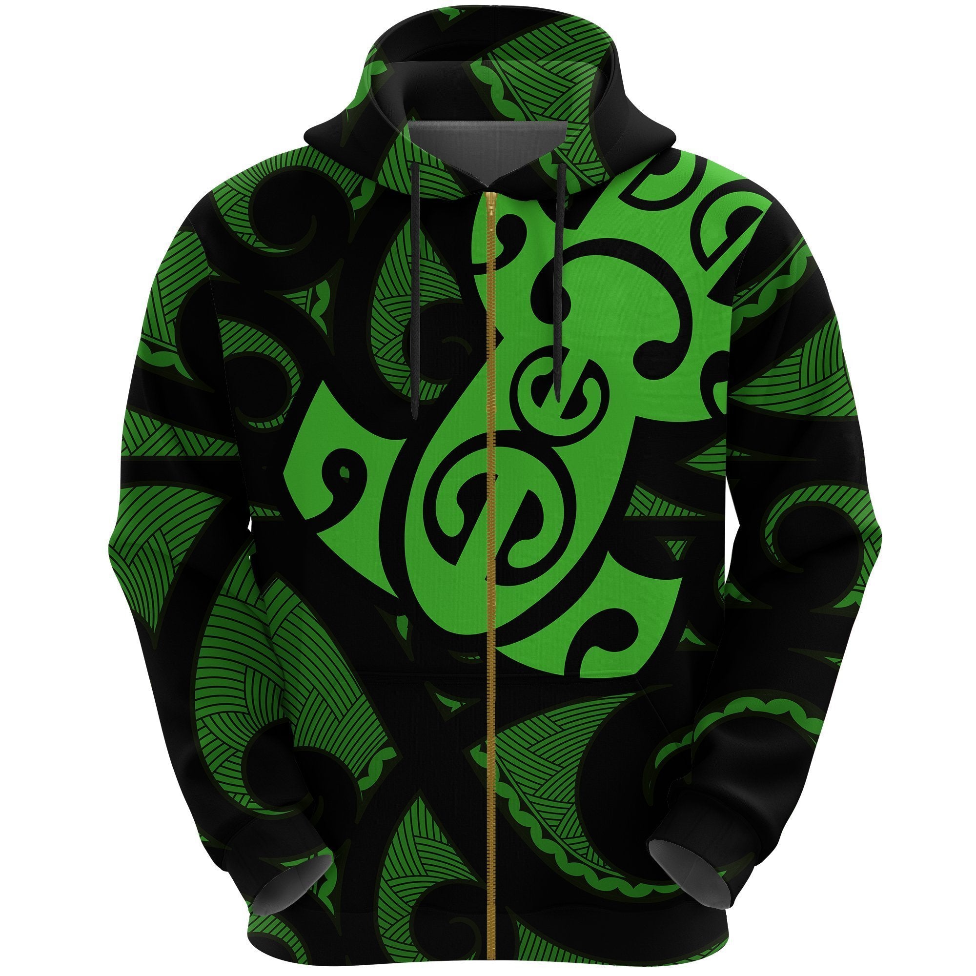 Maori Green Mangopare Zip Hoodie Unisex Green - Polynesian Pride