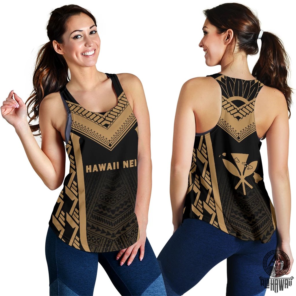 Hawaii Kanaka Polynesian Women's Racerback Tank Active Gold Gold - Polynesian Pride