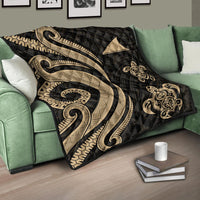 Tokelau Premium Quilt - Gold Tentacle Turtle - Polynesian Pride
