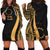 Cook Islands Women's Hoodie Dress - Gold Polynesian Tentacle Tribal Pattern Gold - Polynesian Pride