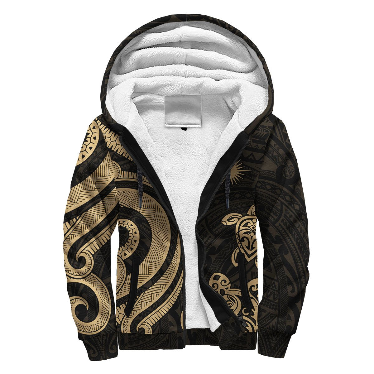 Marshall Islands Sherpa Hoodie - Gold Tentacle Turtle Gold - Polynesian Pride