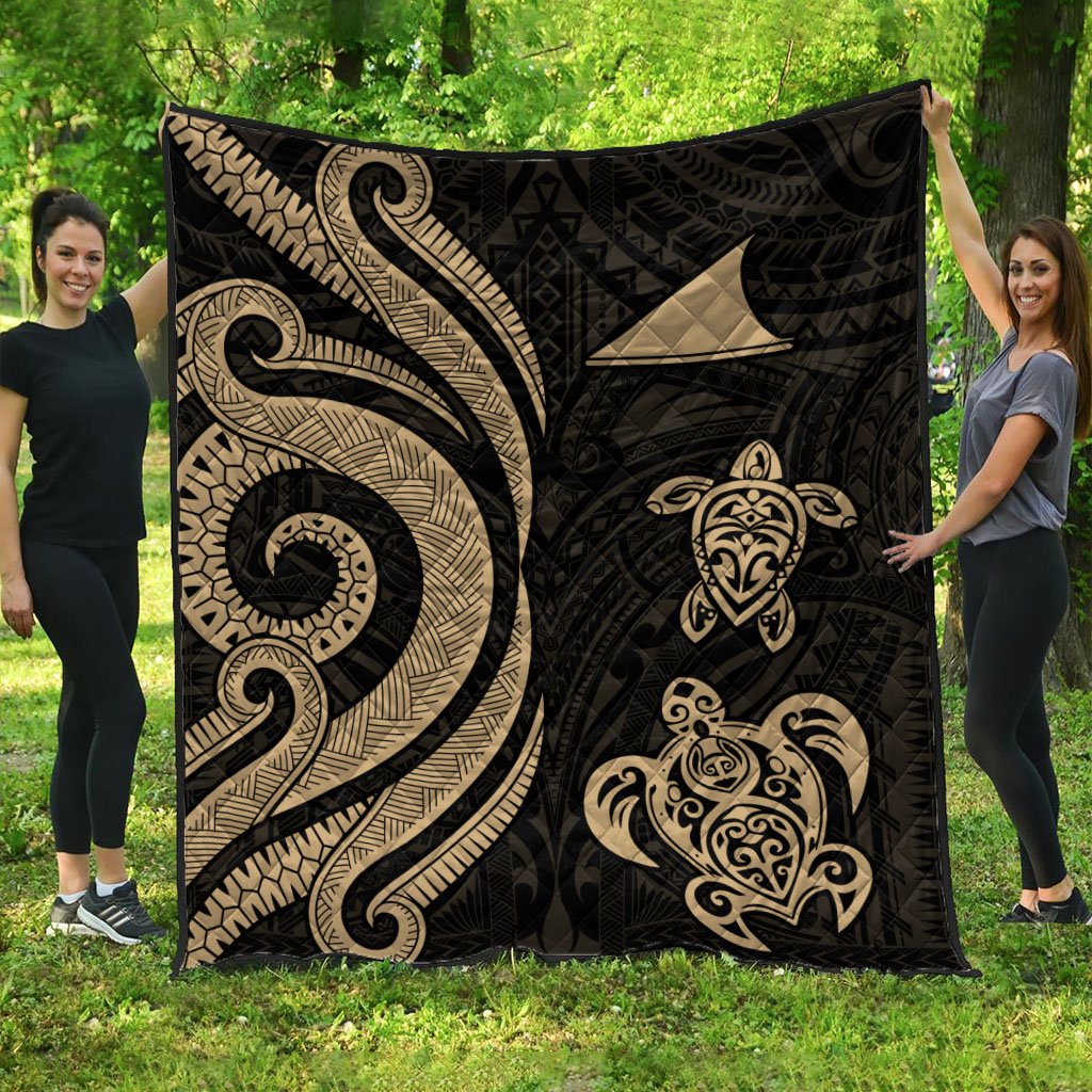 Tokelau Premium Quilt - Gold Tentacle Turtle Gold - Polynesian Pride