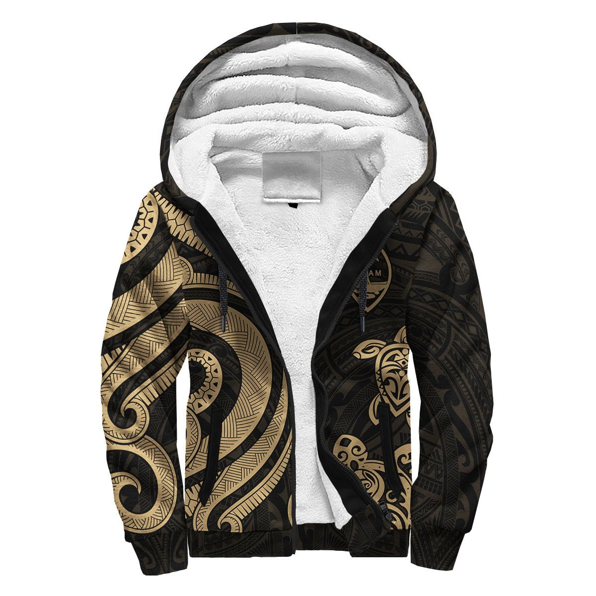 Guam Sherpa Hoodie - Gold Tentacle Turtle Gold - Polynesian Pride