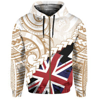Polynesian Kakau Flag of Hawaii Zip Hoodie Gold - Polynesian Pride