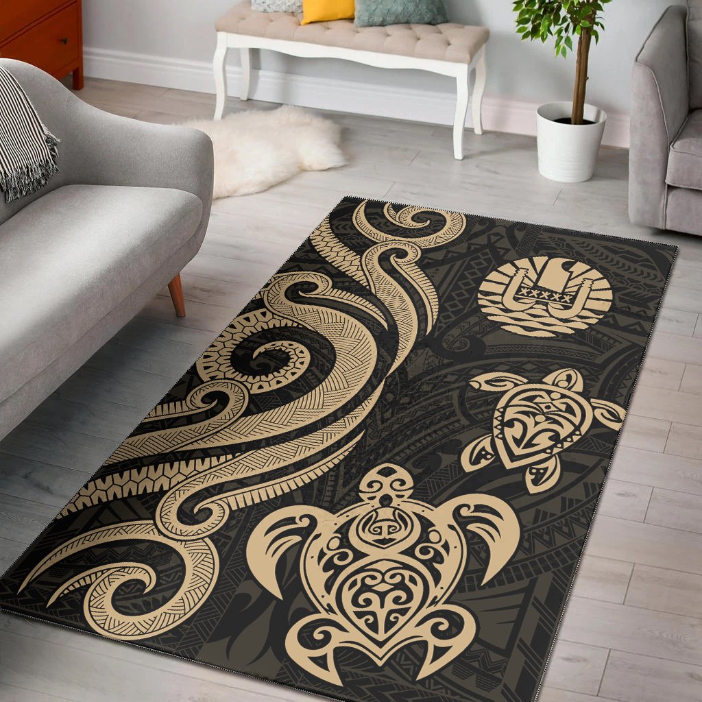 Tahiti Area Rug - Gold Tentacle Turtle Gold - Polynesian Pride