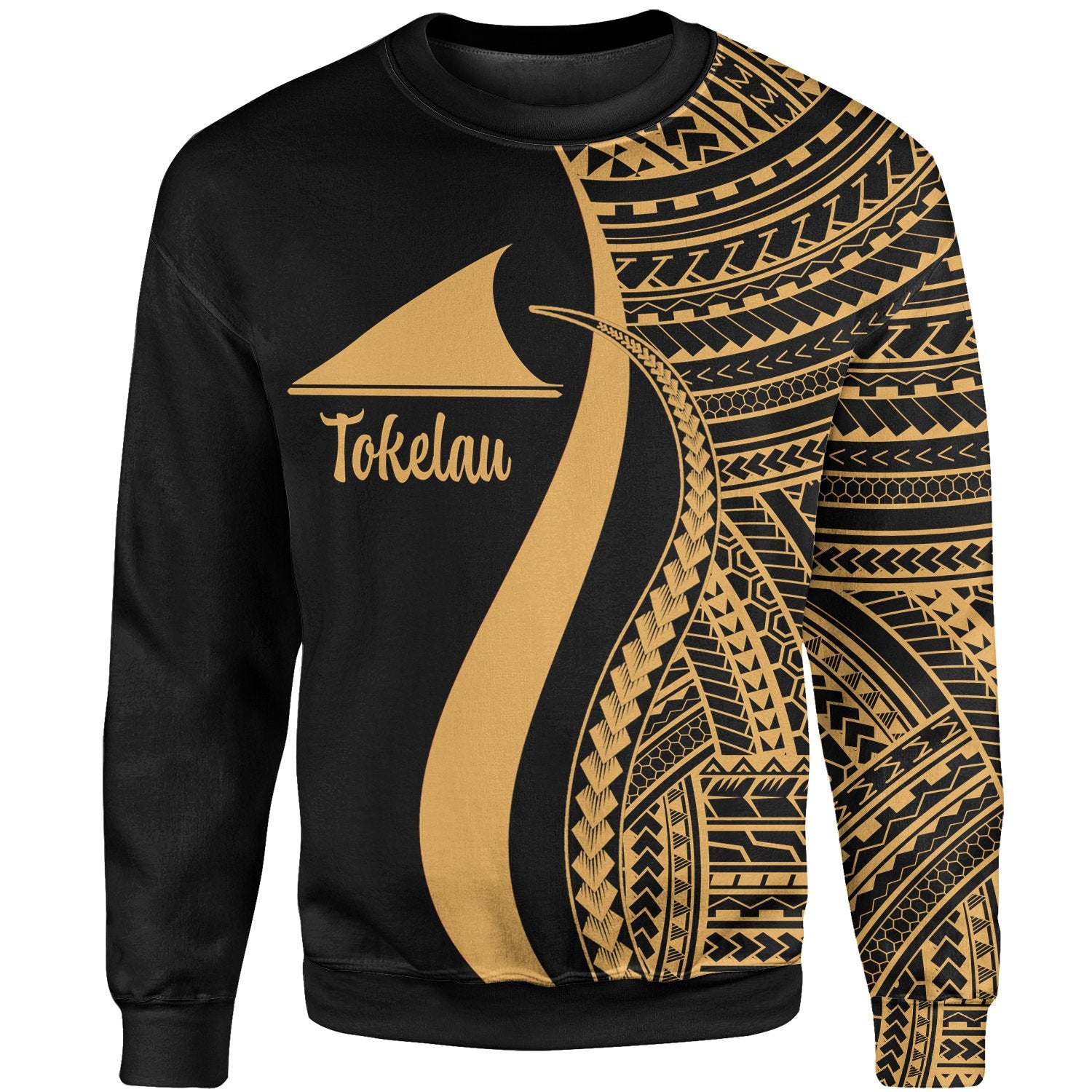 Tokelau Sweatshirt - Gold Polynesian Tentacle Tribal Pattern Unisex Gold - Polynesian Pride