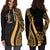 Niue Women's Hoodie Dress - Gold Polynesian Tentacle Tribal Pattern - Polynesian Pride