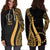 Cook Islands Women's Hoodie Dress - Gold Polynesian Tentacle Tribal Pattern - Polynesian Pride