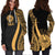 Tahiti Women's Hoodie Dress - Gold Polynesian Tentacle Tribal Pattern - Polynesian Pride