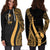 Yap Women's Hoodie Dress - Gold Polynesian Tentacle Tribal Pattern - Polynesian Pride