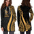 New Caledonia Women's Hoodie Dress - Gold Polynesian Tentacle Tribal Pattern - Polynesian Pride