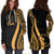 Chuuk Women's Hoodie Dress - Gold Polynesian Tentacle Tribal Pattern - Polynesian Pride