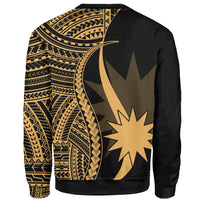 Nauru Custom Personalised Sweatshirt - Gold Polynesian Tentacle Tribal Pattern - Polynesian Pride
