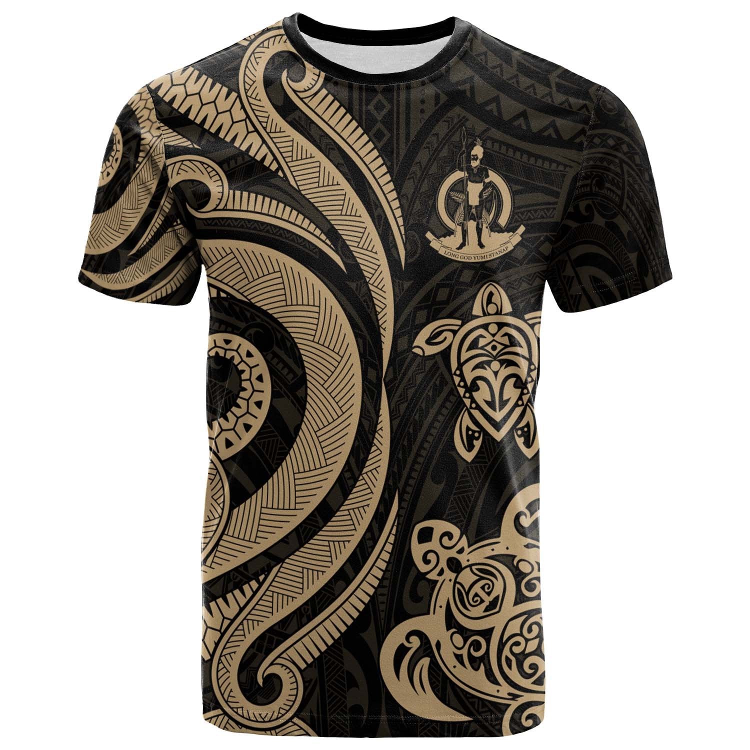 Vanuatu T Shirt Gold Tentacle Turlte Unisex Art - Polynesian Pride