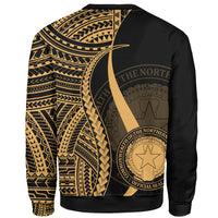 Northern Mariana Islands Sweatshirt - Gold Polynesian Tentacle Tribal Pattern - Polynesian Pride