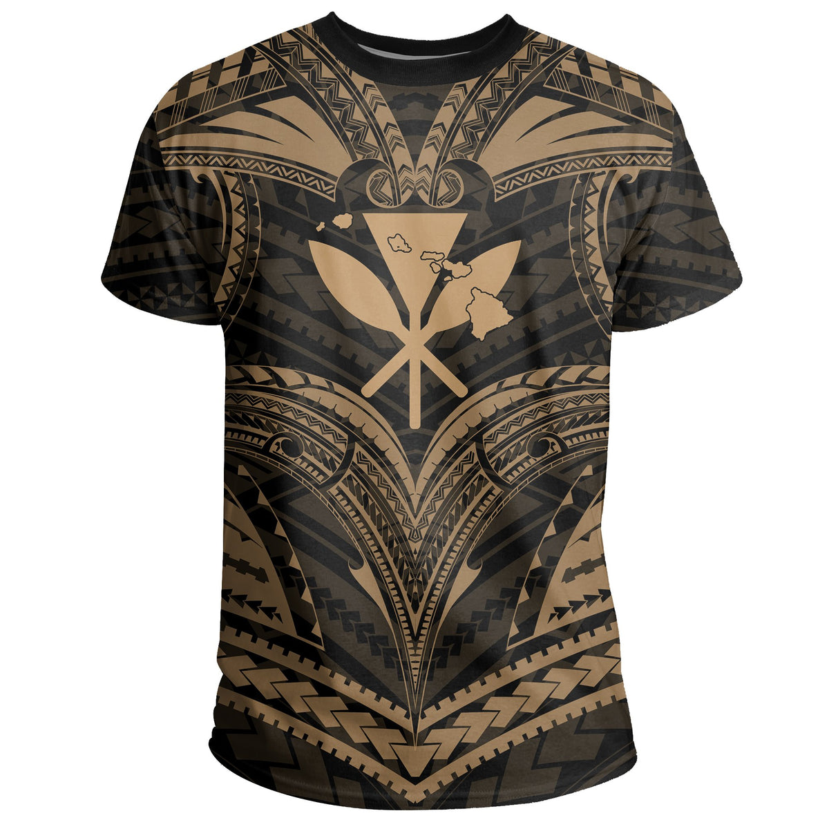 Hawaii Map Kanaka Animal Polynesian T Shirt Gold - Polynesian Pride