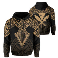 Hawaii Polynesian Hoodie Limited (Zip up) Tab Style Gold Unisex Art - Polynesian Pride