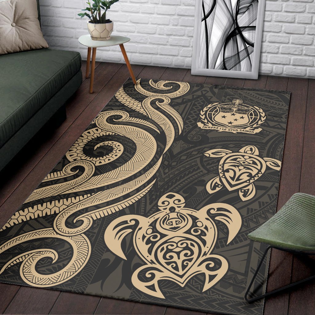Samoa Area Rug - Gold Tentacle Turtle - Polynesian Pride
