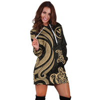 Hawaii Women Hoodie Dress - Gold Tentacle Turtle - Polynesian Pride