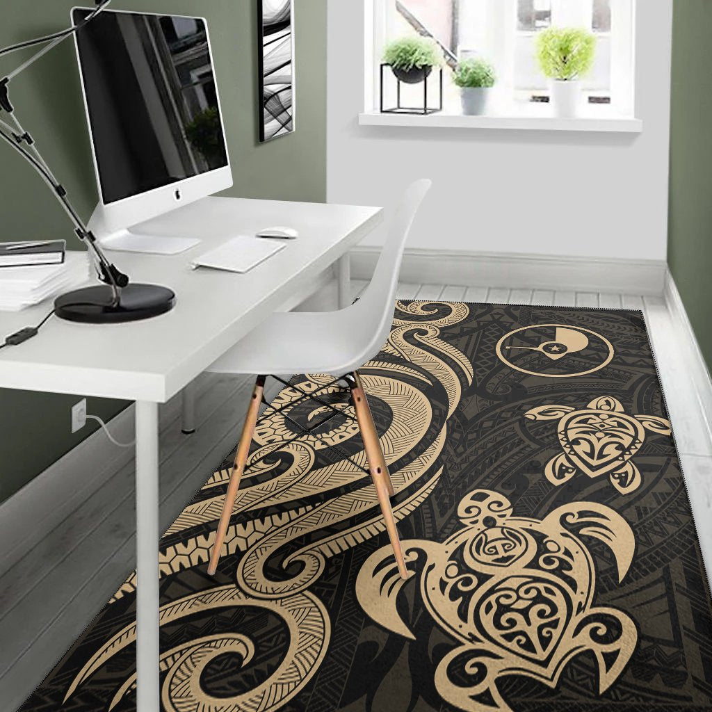 Yap Area Rug - Gold Tentacle Turtle - Polynesian Pride