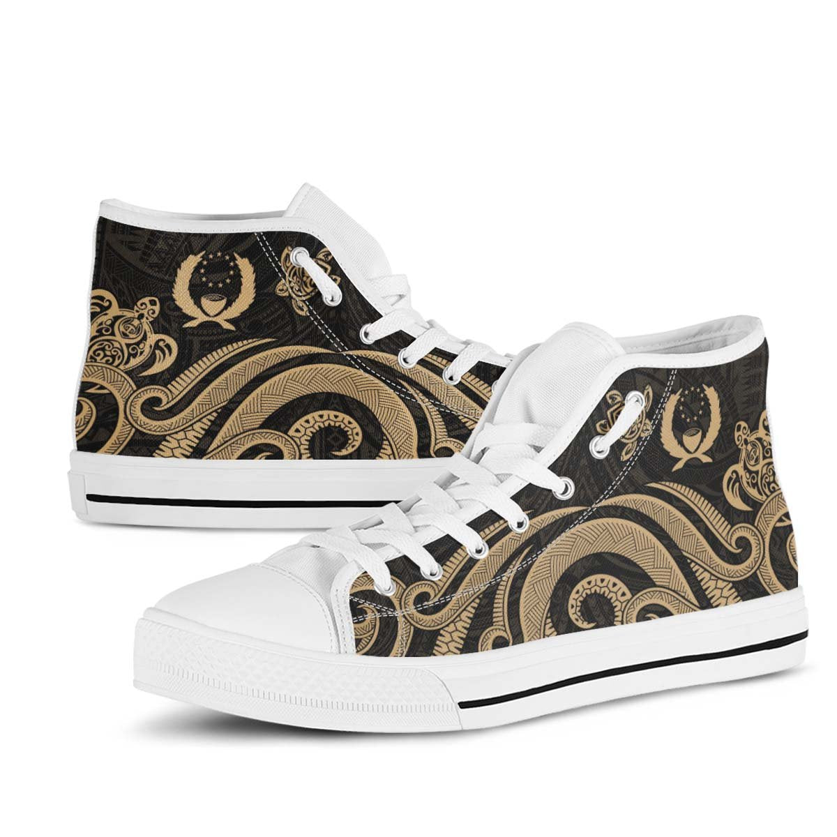 Pohnpei High Top Shoes - Gold Tentacle Turtle - Polynesian Pride