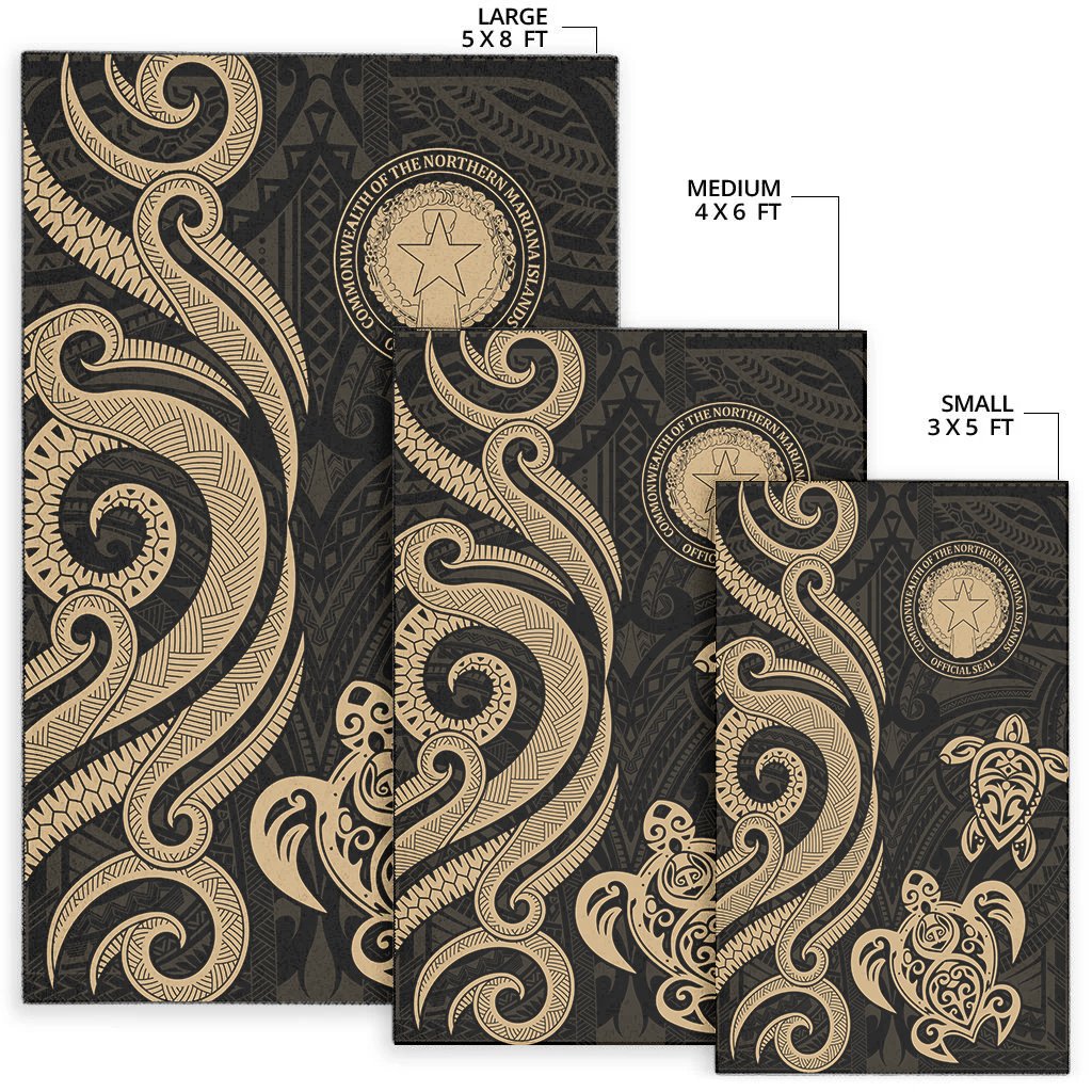 Northern Mariana Islands Area Rug - Gold Tentacle Turtle - Polynesian Pride