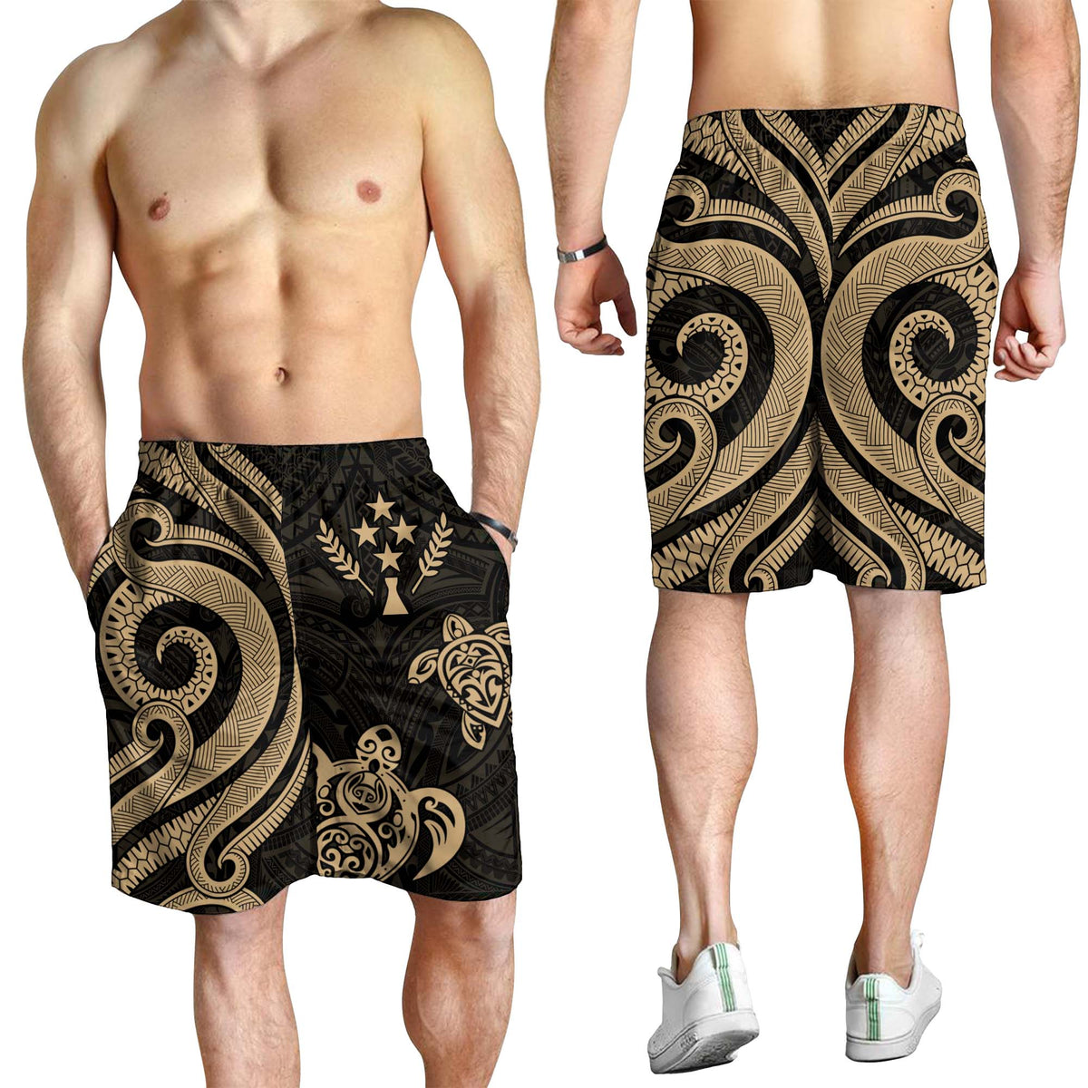 Kosrae Men's Short - Gold Tentacle Turtle - Polynesian Pride