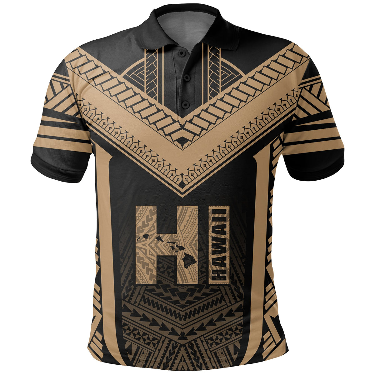 Hawaiian Kanaka Polynesian Polo Shirt Active Gold - Polynesian Pride