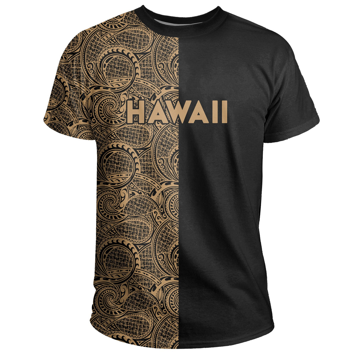 Hawaiian Polynesian Pele Kanaka T shirt The Half Gold - Polynesian Pride