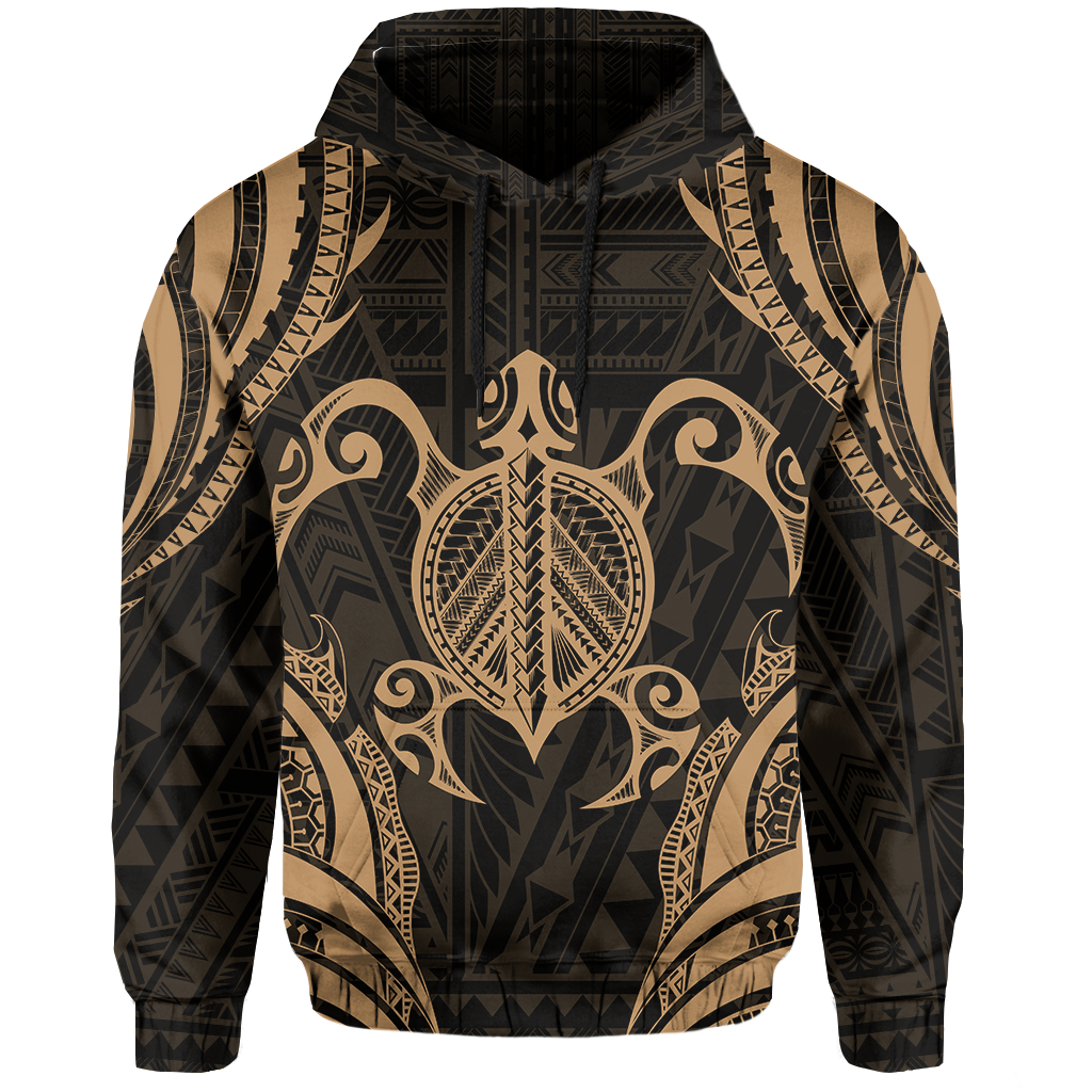Polynesian Turtle Kanaka Maoli Hawaii Hoodie Gold - Polynesian Pride