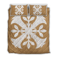 Hawaiian Royal Pattern Quilt Bed Set - Gold - F3 Style - AH Gold - Polynesian Pride